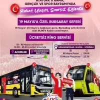 Bursa’da 19 Mayıs’ta ulaşım ücretsiz