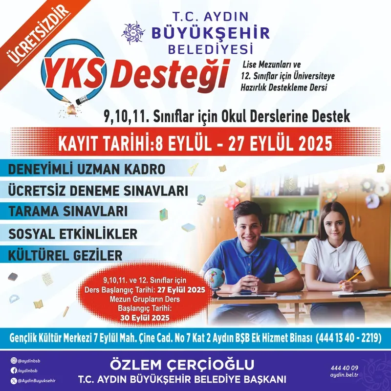 BAŞKAN ÇERÇİOĞLU’NDAN ÜNİVERSİTE ADAYLARINA ÜCRETSİZ YKS DESTEĞİ